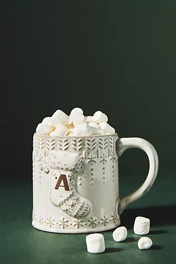 Snowcap Reactive-Glazed Monogram Mug | Anthropologie (US)