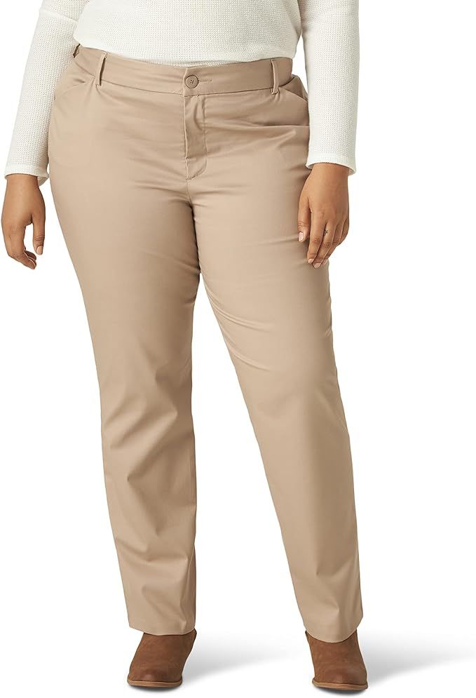 Lee Women's Plus Size Wrinkle Free Relaxed Fit Straight Leg Pant | Amazon (US)