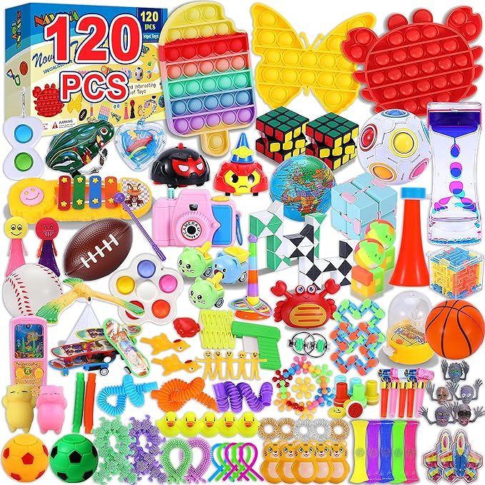 Amazon.com: 120Pcs Fidget Toy Pack, Stress&Anxiety Relief Tools Bundle Fidget Toys Set for Kids A... | Amazon (US)