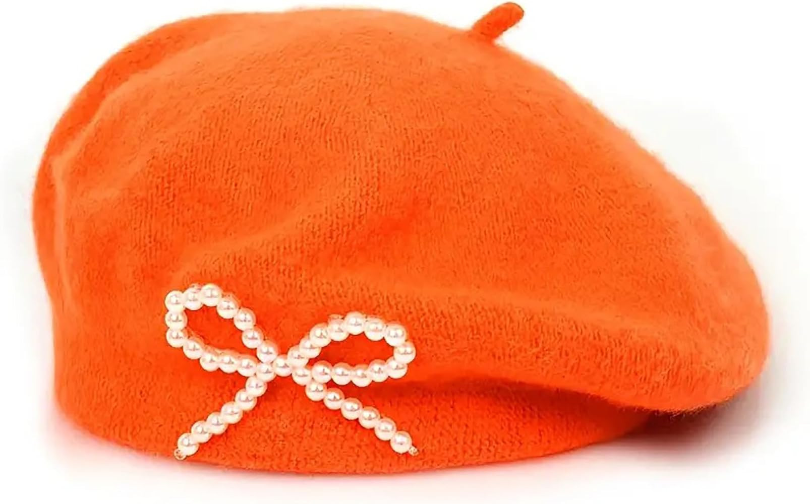 Women's Cute Pearl Bow Hat Classic French Beret Winter Artists Cap Gift | Amazon (US)