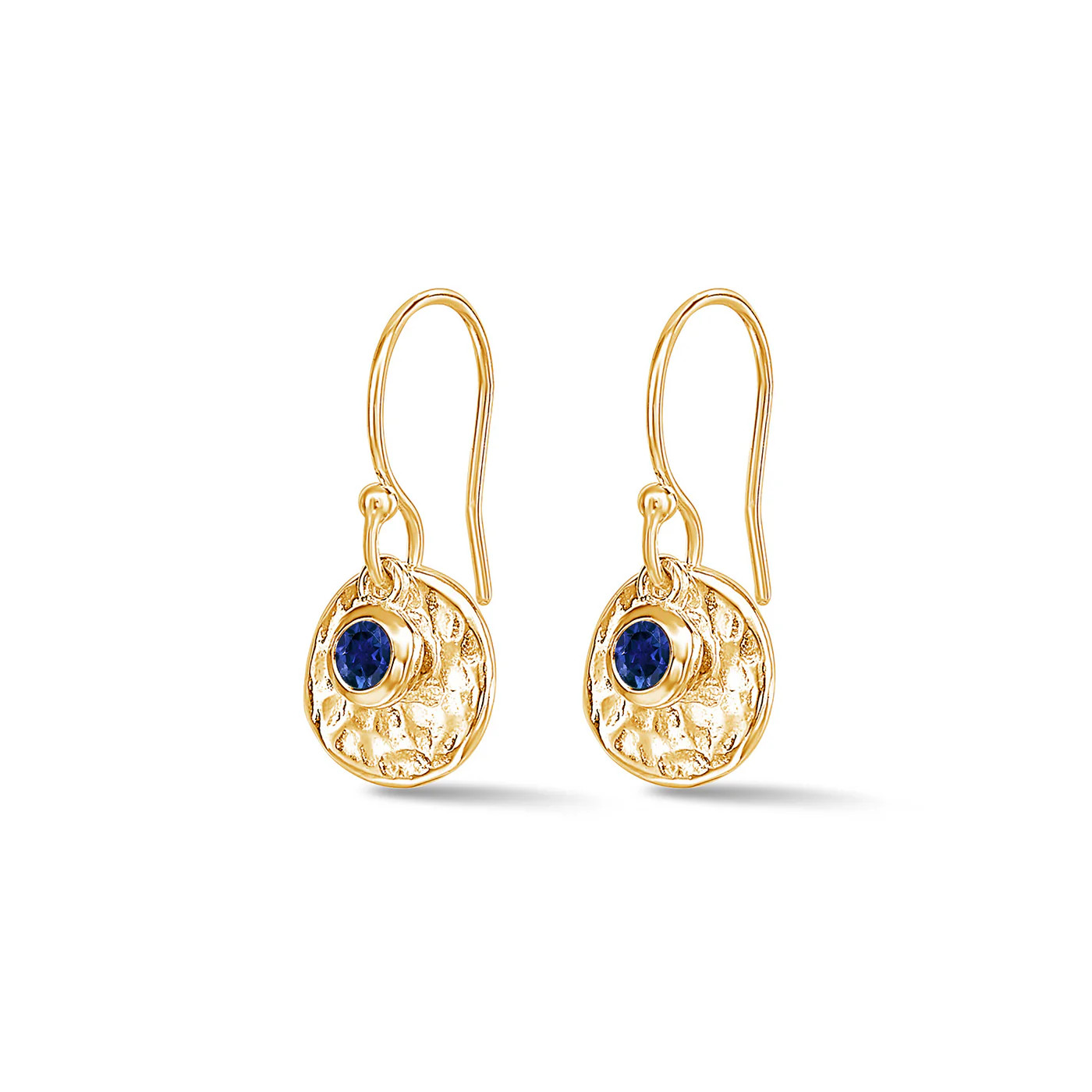 Hammered Disc & Blue Sapphire Array Earrings | Dower & Hall (Global)