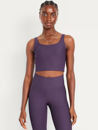 Light Support PowerSoft Rib Longline Sports Bra | Old Navy (US)