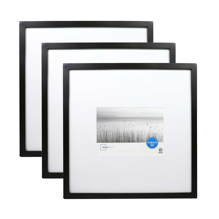 Mainstays 12.25x12.25 Matted to 5x7 Linear Gallery Wall Picture Frame, Set of 3 | Walmart (US)