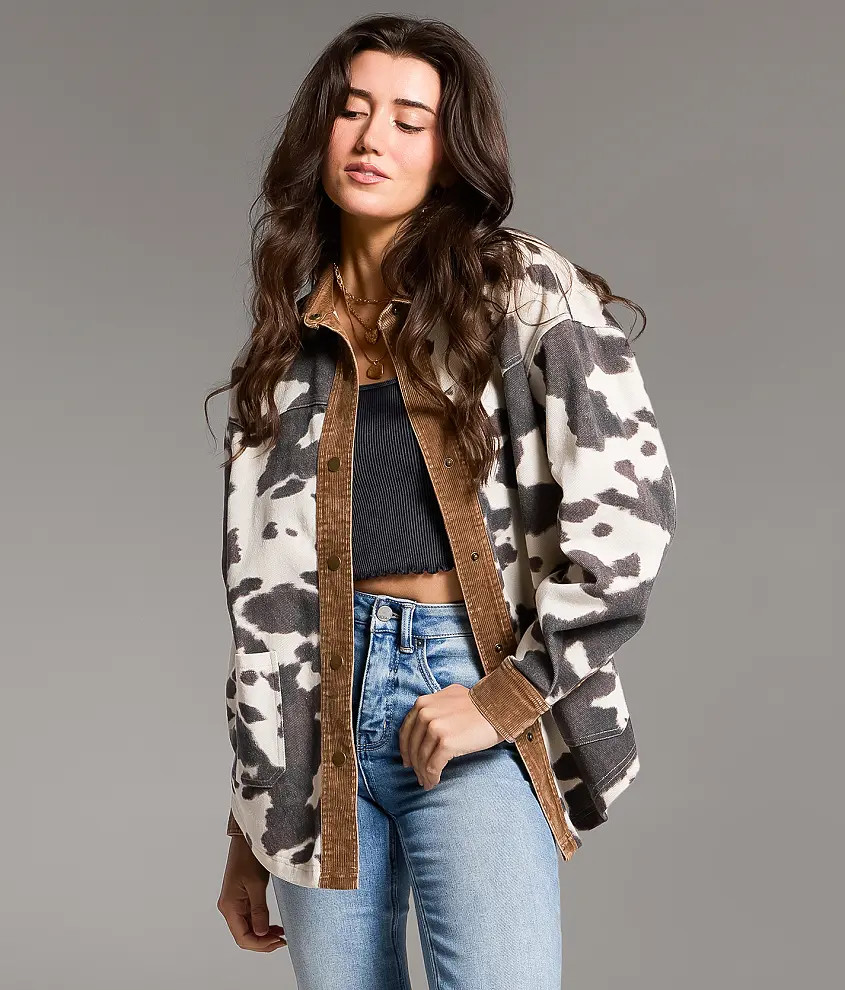 Oversized Cow Shacket | Buckle