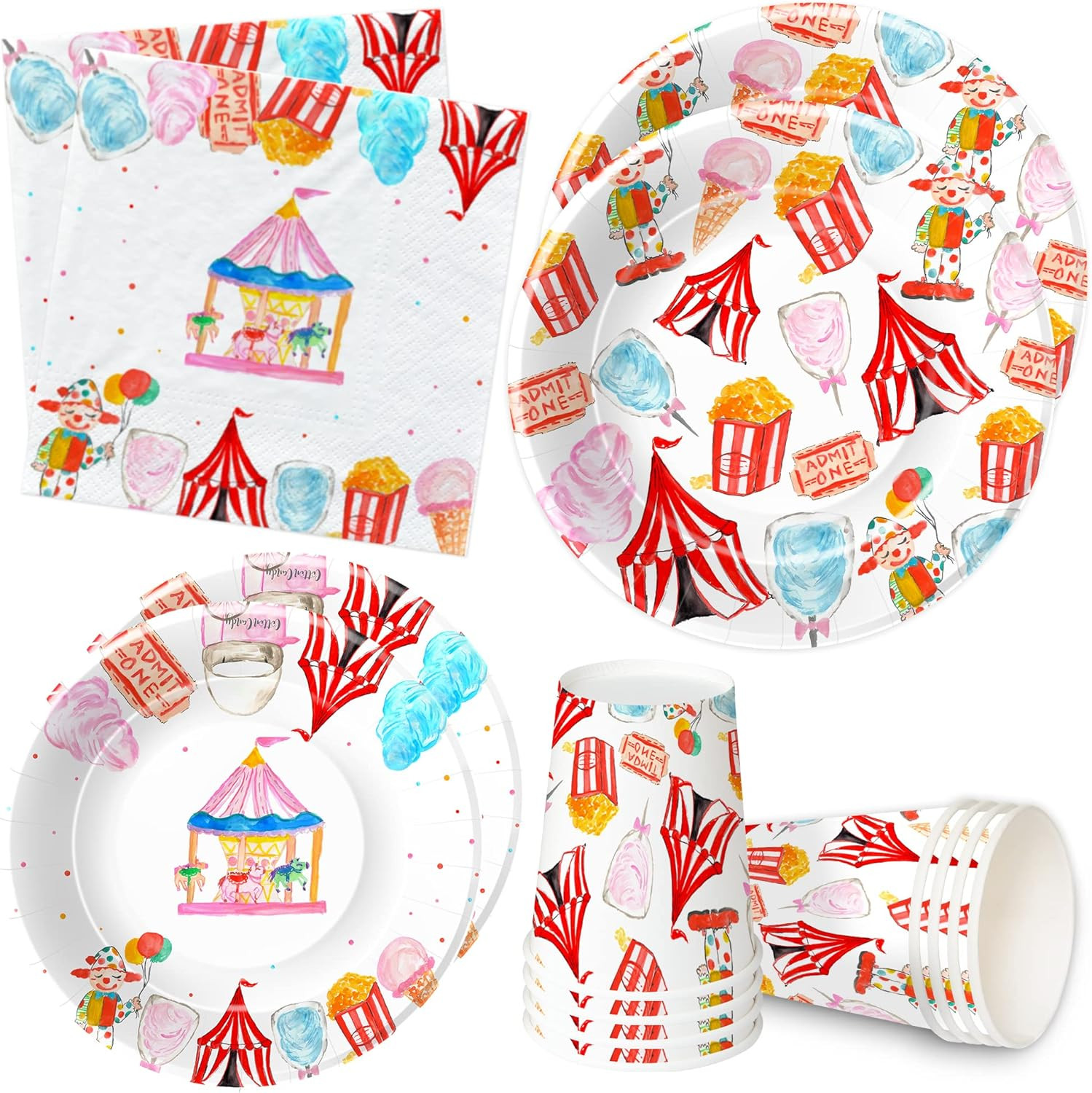 Circus Carnival Birthday Party Supplies - Theme Decorations Dinnerware, Carnival Party Plate, Cup... | Amazon (US)