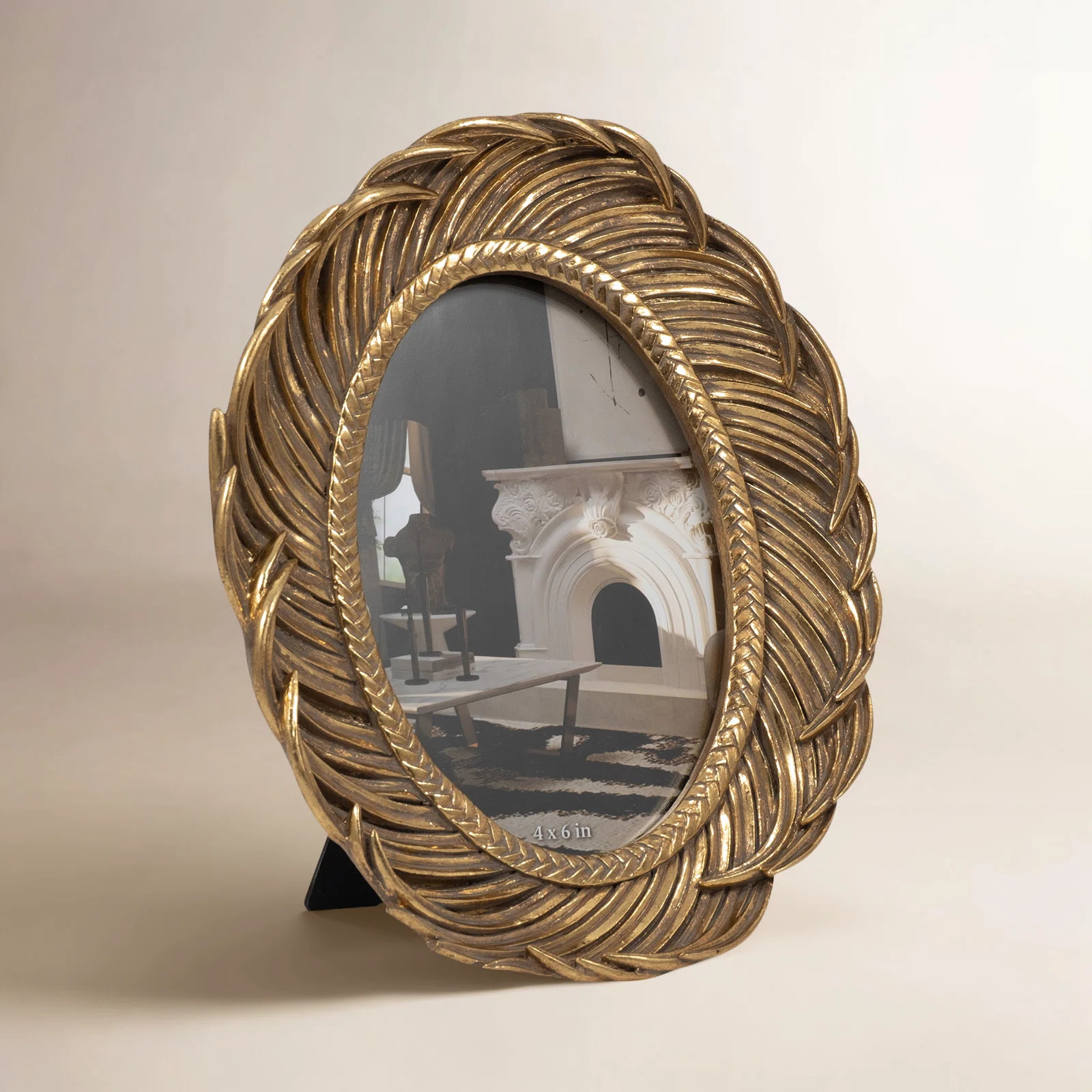 4x6 Luxurious Gold Resin Feather Adorned Photo Frame, Accentuate Your Memories | Wayfair North America