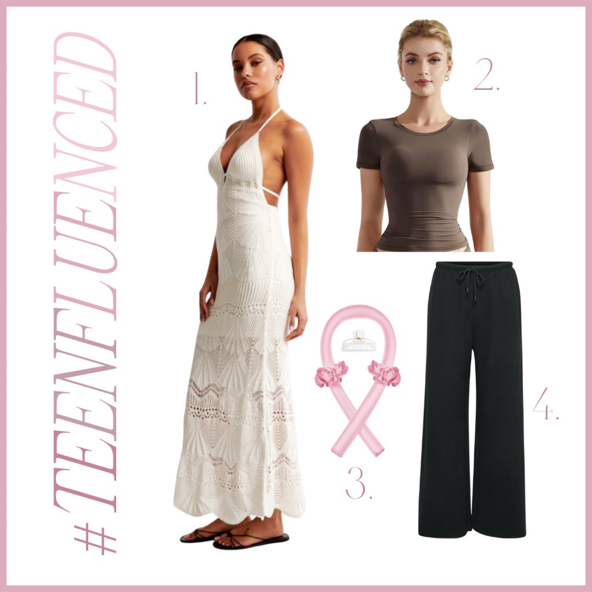 \\ #teenfluenced // 

Chase & Campbell’s favorites as of late: 

1. Abercrombie crochet dress 
2. Skims dupe shirt 
3. Bunny Blowout heartless curls 
4. Aritzia sweatpants 



#LTKstyletip #LTKbeauty