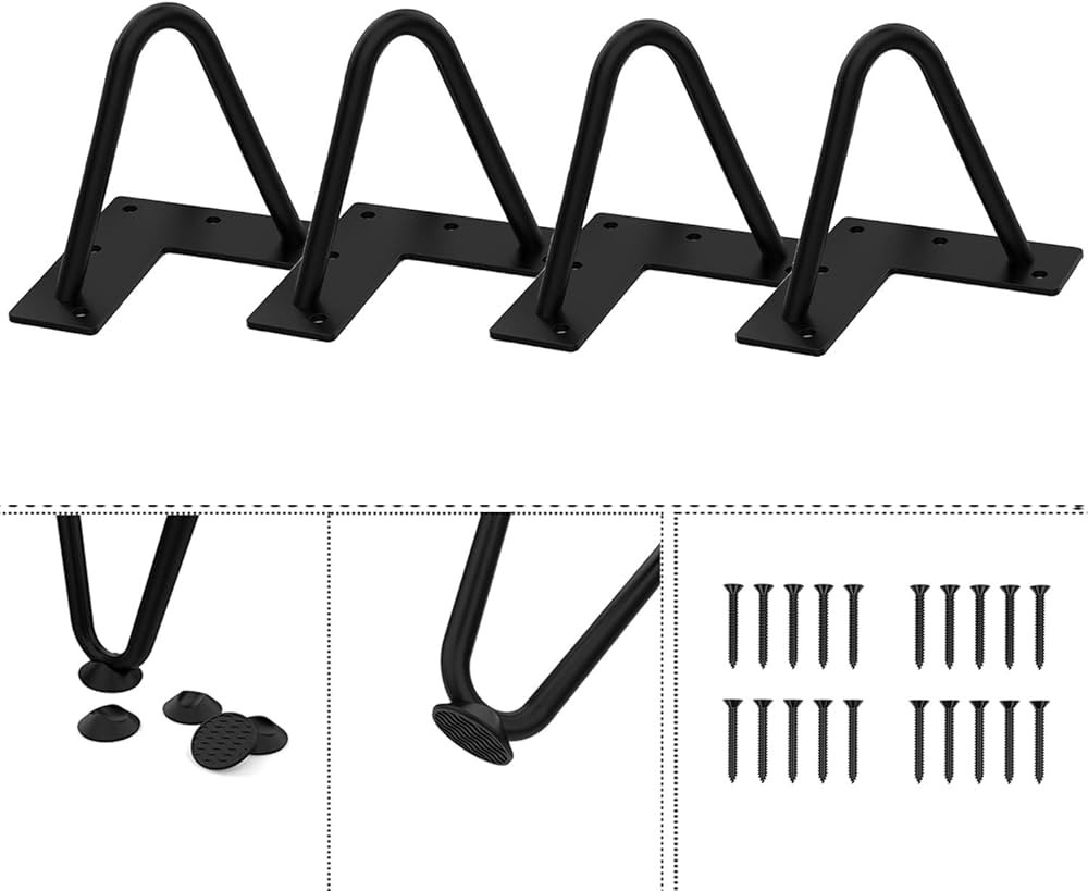 Agoland 4 Inch Black Hairpin Legs (4pcs), Heavy-Duty Metal Furniture Legs, Mid-Century Modern Fur... | Amazon (US)