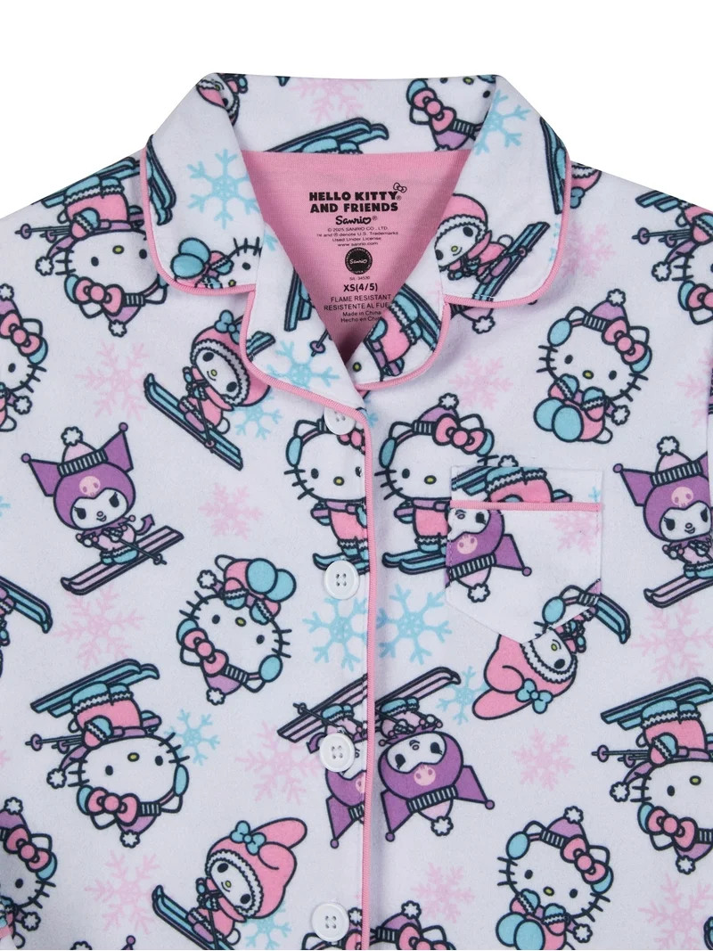Hello Kitty Girls Notch Collar Top and Sleep Pants Pajama Set, 2-Piece, Sizes 4-16 | Walmart (US)