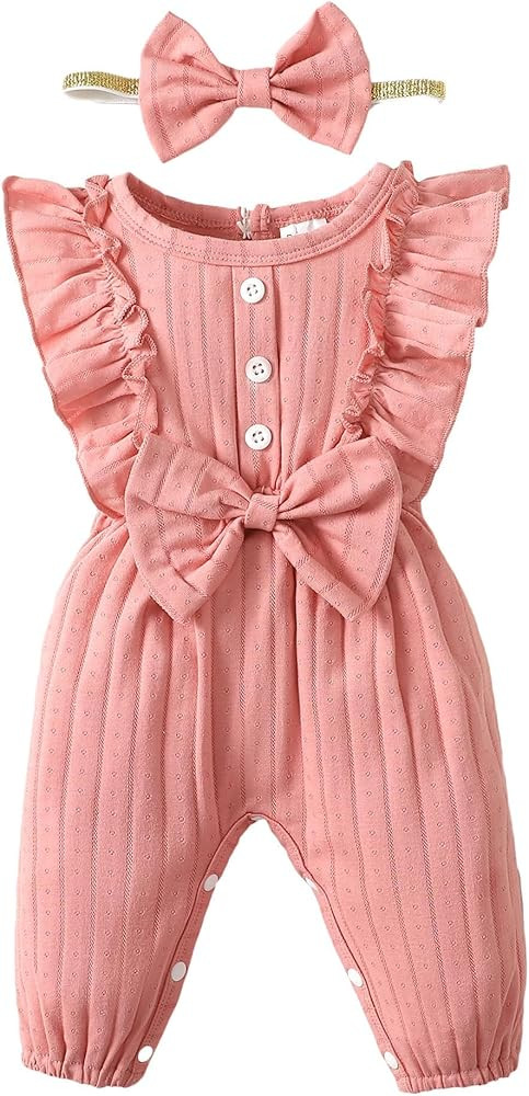 Mioglrie Newborn Baby Girl Clothes One Piece Jumpsuits Clothes Short Sleeve Rompers Summer Clothe... | Amazon (US)