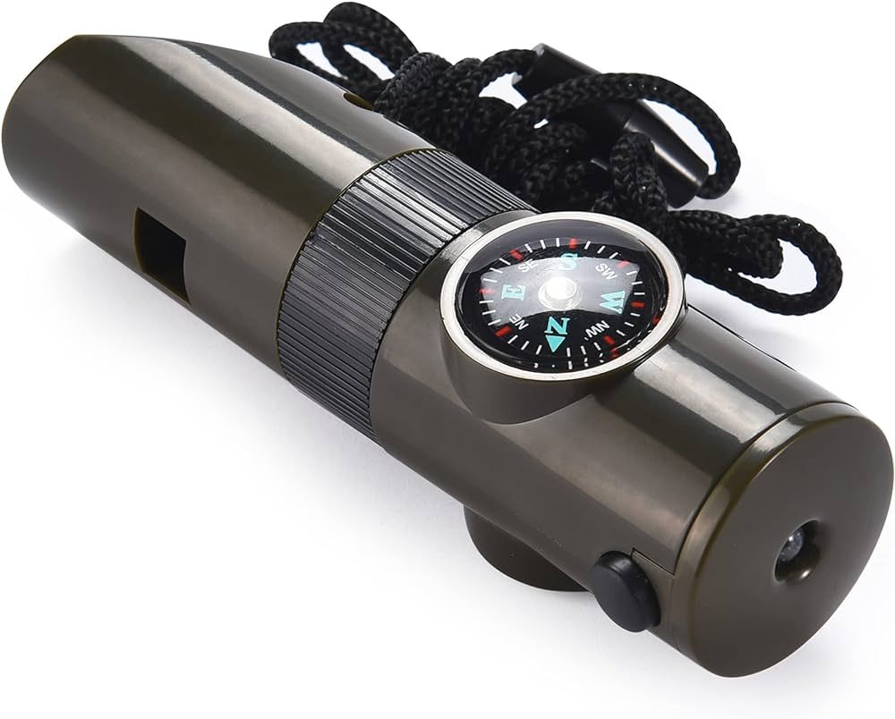 Outlery Survival Whistle with Compass, Thermometer, Reflective Mirror, and Sealed Storage - Multi... | Amazon (US)