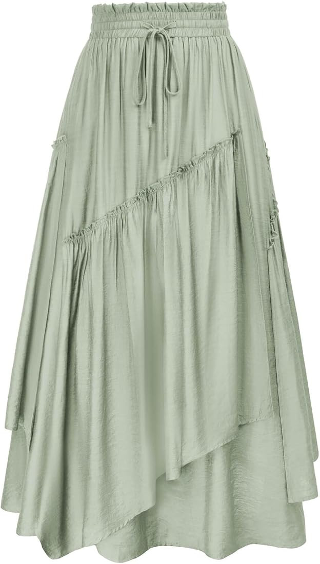 Scarlet Darkness Women Renaissance Layered Long Skirt Elastic High Waist Tiered Skirt with Pocket... | Amazon (US)