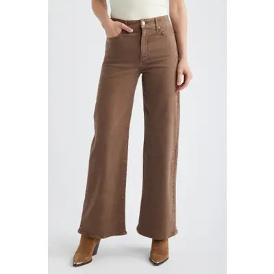 PAIGE Anessa High Waist Wide Leg Jeans in Vintage Champagne Stone at Nordstrom, Size 27 | Nordstrom