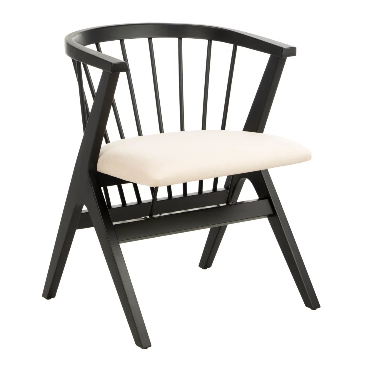 SAFAVIEH Noah Mid-Century Retro Spindle Dining Chair, Black/Beige, Set of 2 - Walmart.com | Walmart (US)