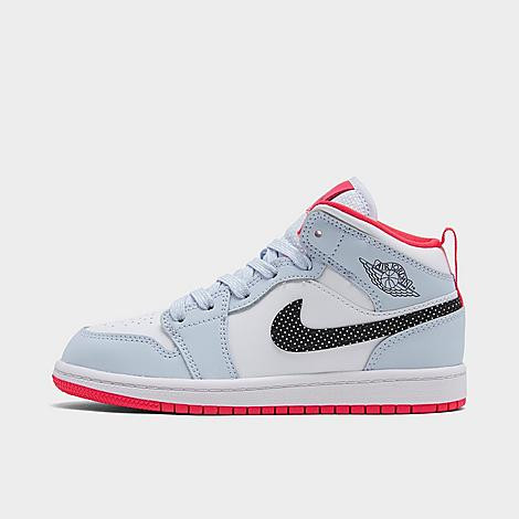 Girls' Little Kids' Air 1 Mid Casual Shoes in Blue Size 13.0 Leather by Jordan | JD Sports (US)