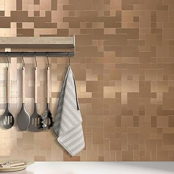 DICOFUN 10 Sheets Copper Peel and Stick Tile Backsplash, Stainless Steel Kitchen Metal Backsplash... | Amazon (US)