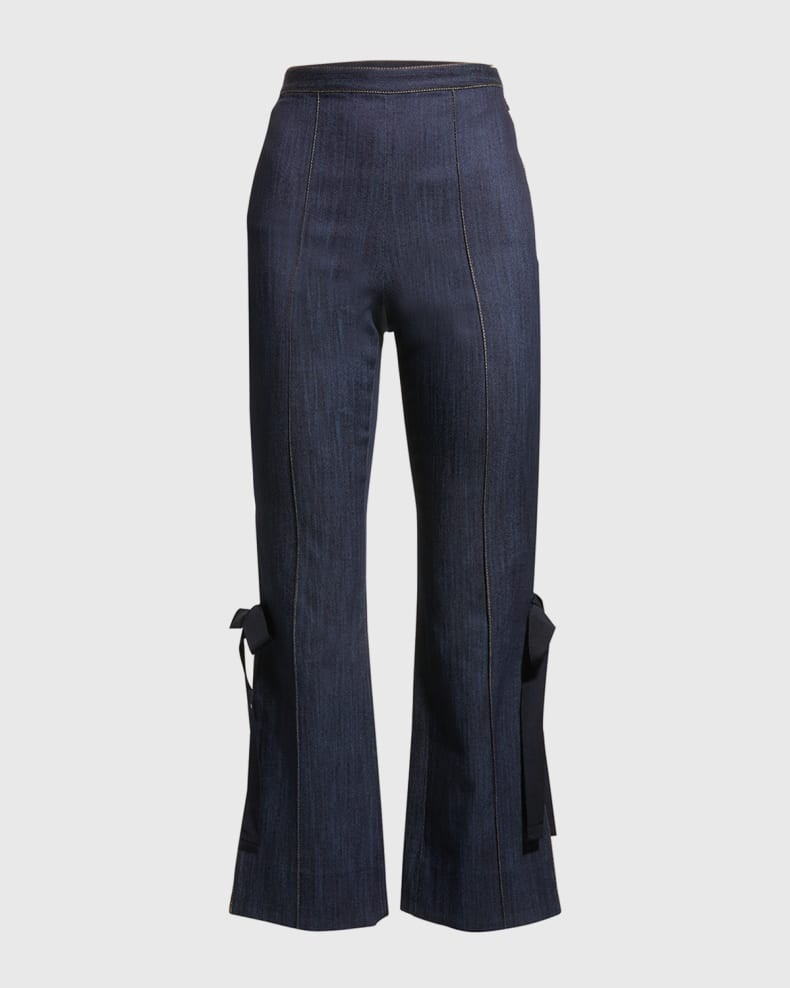 Cinq a Sept Lou Side-Split Denim Pants | Neiman Marcus