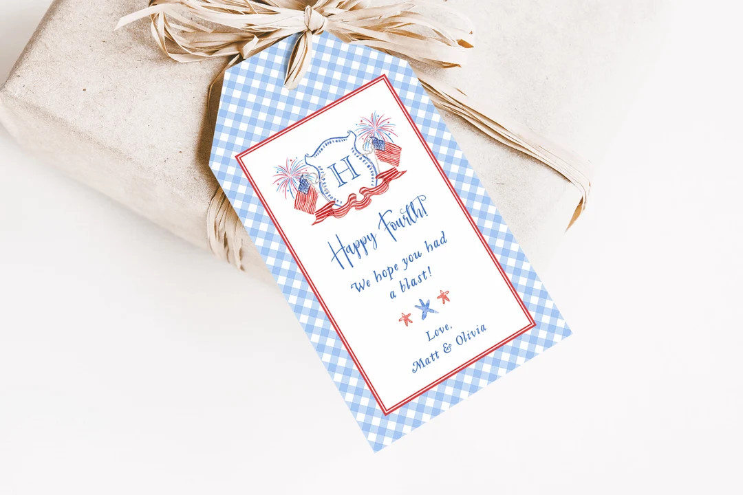American Flag Crest Gift Tag Set | Custom Patriotic Americana Party Favor Hang Tags | Etsy (US)