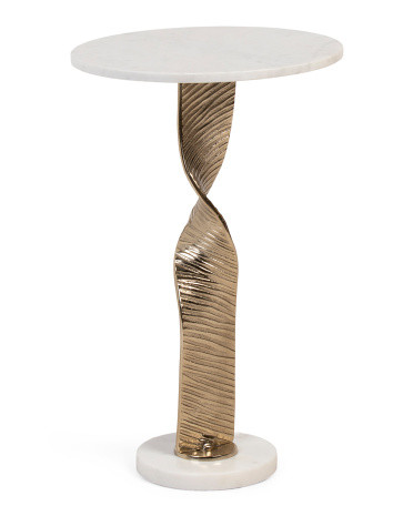 24in Marble With Metal Twisted Base Accent Table | TJ Maxx