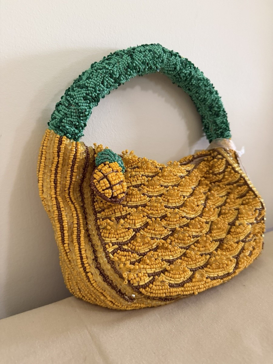 Handcrafted in India Pineapple Beaded Bag w Zipper Charm Tik Tok Viral NWT | eBay | eBay US