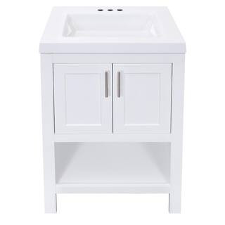 Glacier Bay Spa 24.5 in. W x 18.8 in. D x 35.5 in. H Single Sink Bath Vanity in White with White ... | The Home Depot
