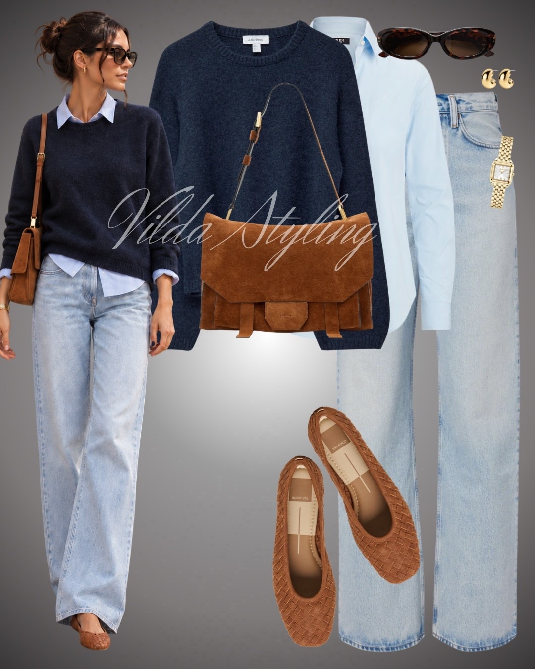 Classic layers with a modern twist 💙 A navy knit layered over a crisp blue shirt, paired with relaxed denim and warm brown accessories for an effortlessly polished everyday look✨

#LTKautumn #LTKjeans #LTKstyletip