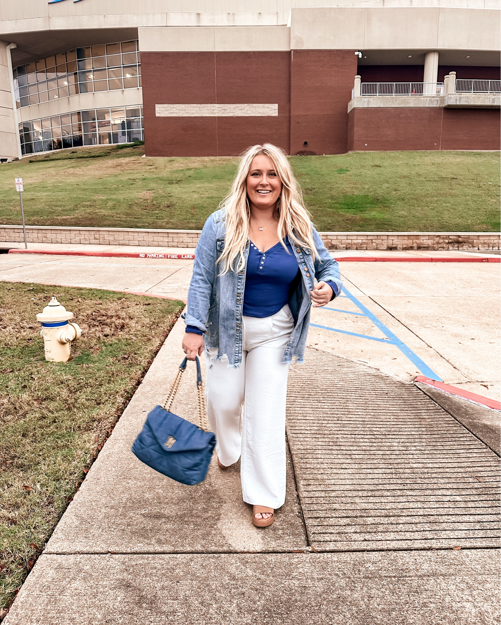 Free people top - l 
Denim jacket - m 
Pants - large 

#LTKStyleTip #LTKSeasonal #LTKMidsize