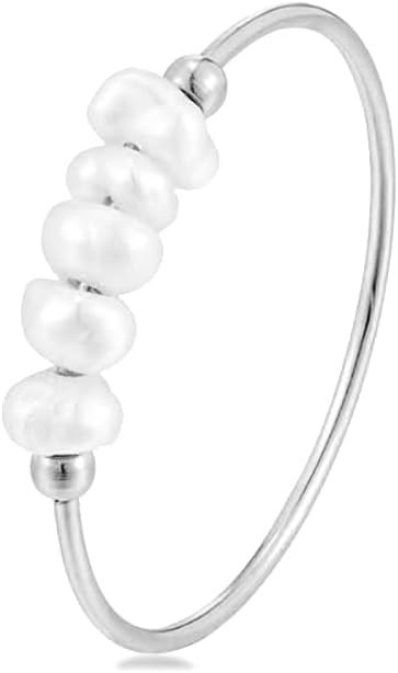 ZMANYIJEW Freshwater Pearl Ring for women,Dainty Minimalistic 316L Stainless Steel Gold Stacking ... | Amazon (US)