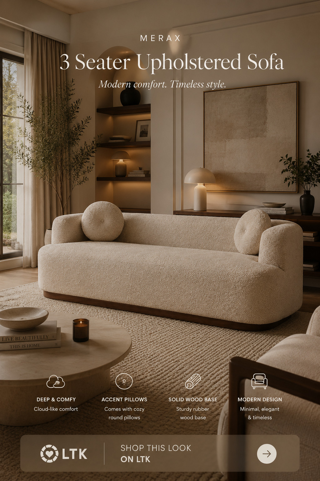 Soft curves, oversized cushions, and that perfect cozy neutral tone ✨
This sofa gives that relaxed Pinterest home aesthetic while still looking clean, elevated, and designer.

The deep seats make it feel like a cloud, and the modular layout is perfect for everyday living, movie nights, or hosting friends 🤍

Honestly one of the best “looks way more expensive than it is” finds lately.

#interiordesign #homedecor #cozyhome #amazonhome #ltkhome 

 #LTKHome