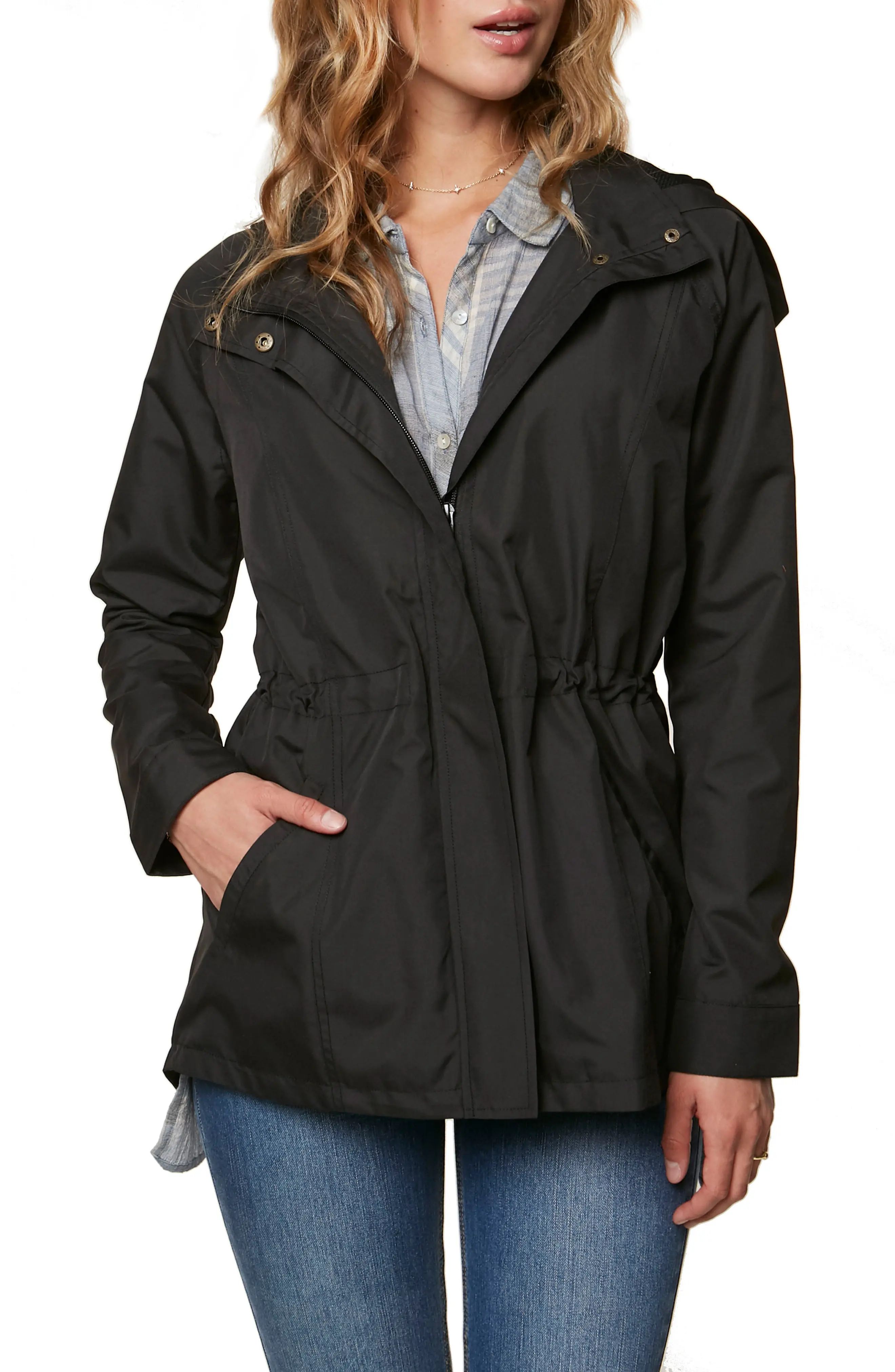 Women's O'Neill Gale Waterproof Hooded Jacket, Size Medium - Black | Nordstrom