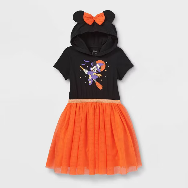Girls' Minnie Mouse Halloween Hooded Tutu Dress - Black | Target