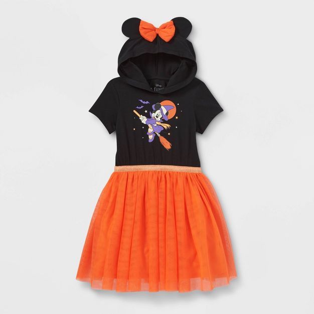 Girls' Minnie Mouse Halloween Hooded Tutu Dress - Black | Target