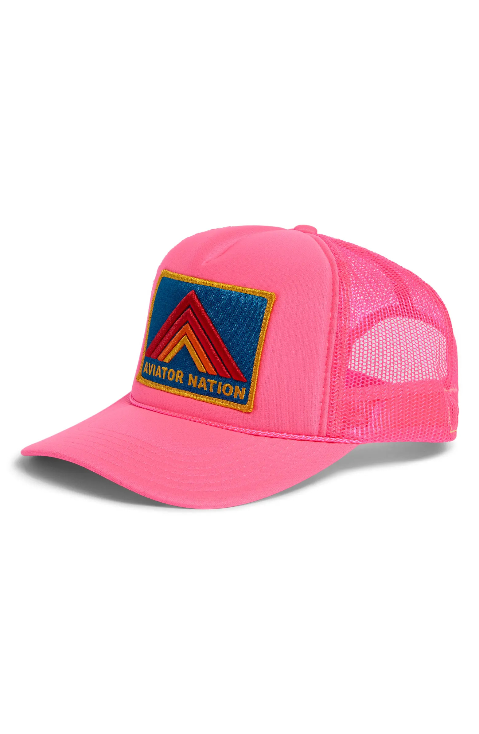 Mountain Stripe Logo Embroidered Snapback Trucker Hat | Nordstrom