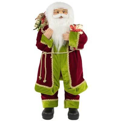 Northlight 24" Red and Bright Green Standing Santa with Presents Christmas Figure | Target