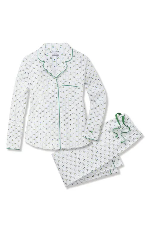 Petite Plume Cotton Twill Long Pajamas in White at Nordstrom, Size Large | Nordstrom