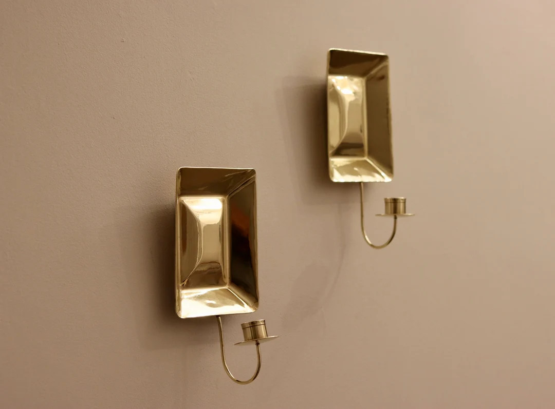 Pair of Swedish Brass Sconces - Etsy | Etsy (US)