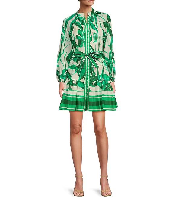 Antonio Melani Brynn Printed Voile Mock Neck Long Sleeve Shirt Dress | Dillard's | Dillard's