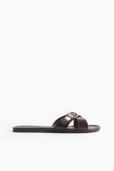 Buckle-detail sandals - Burgundy - Ladies | H&M GB | H&M (UK, MY, IN, SG, PH, TW, HK)