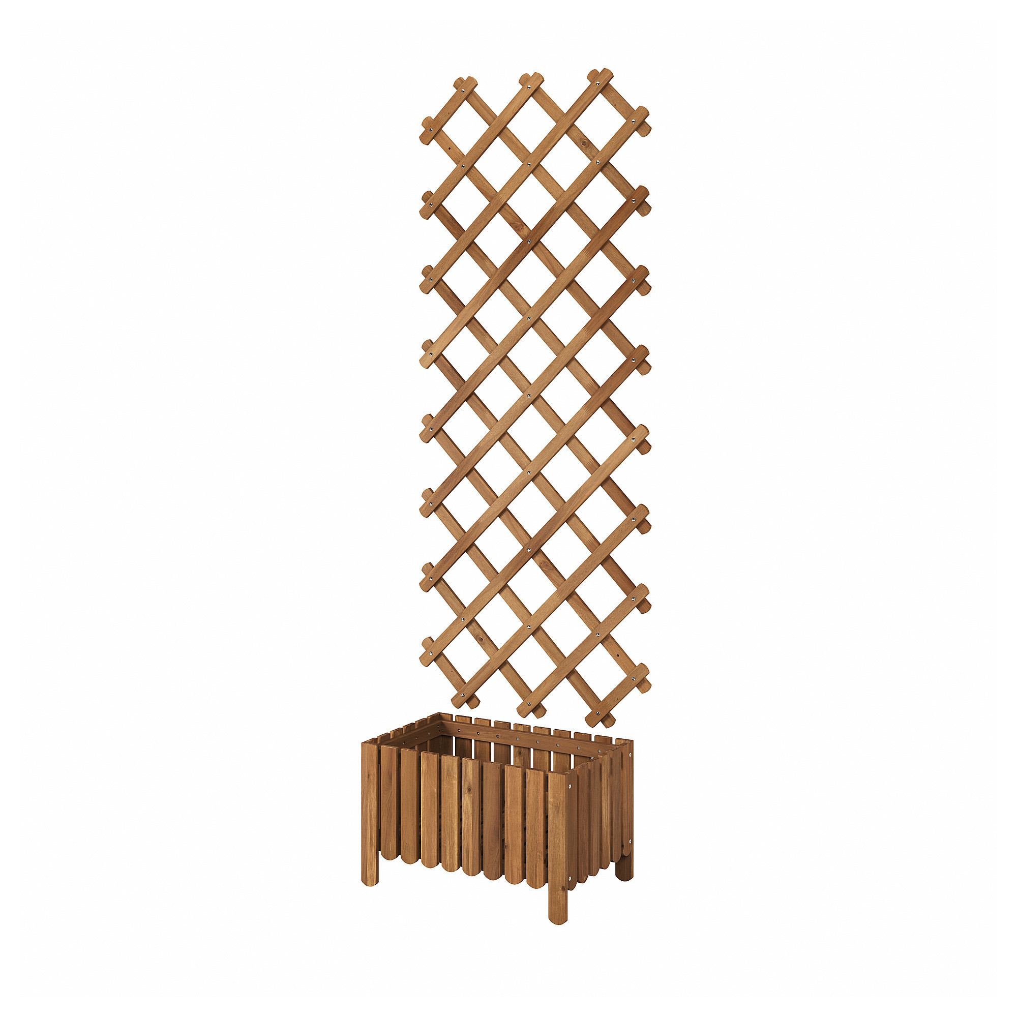 ASKHOLMEN Flower box with trellis, outdoor, dark brown | IKEA US