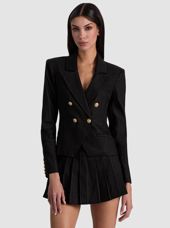 SABLE LINEN CROPPED BLAZER | Alice + Olivia