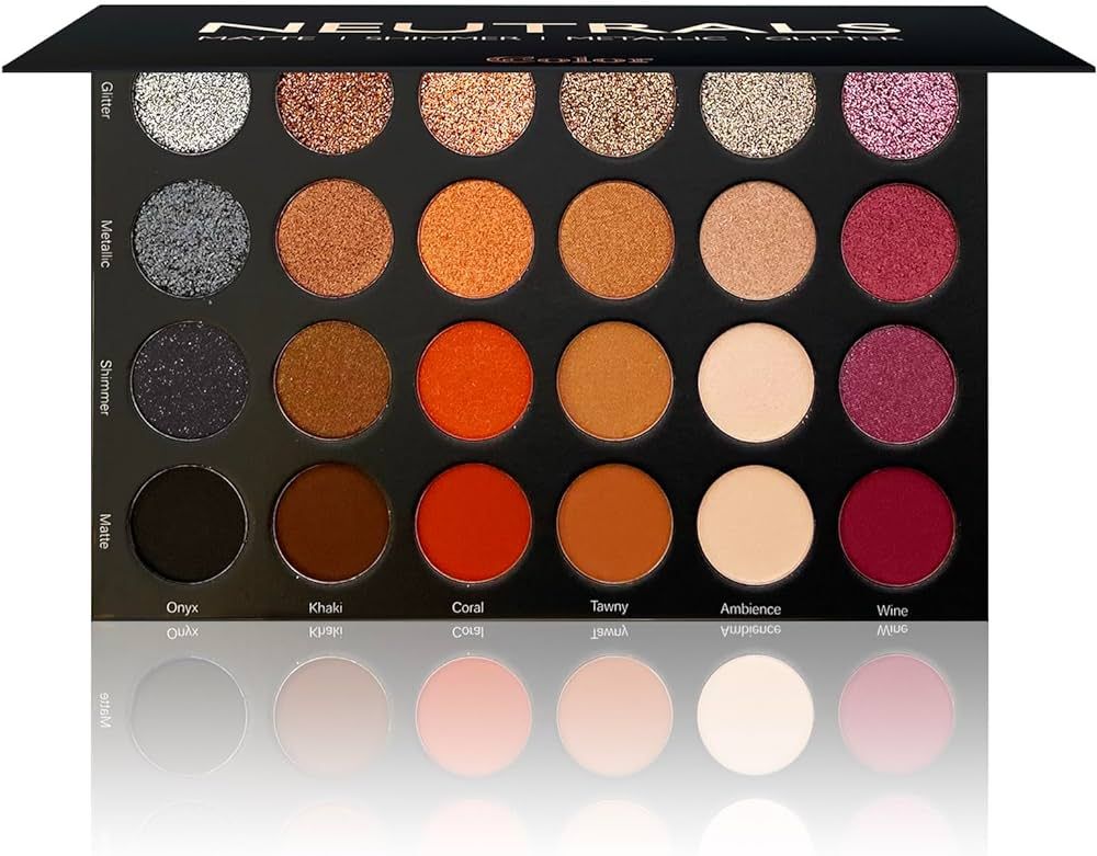 Cosmeticss - Neutrals, 24-Color eyeshadow Palette Matte/Shimmer/Metallic.Glitter Finish, Highly P... | Amazon (US)