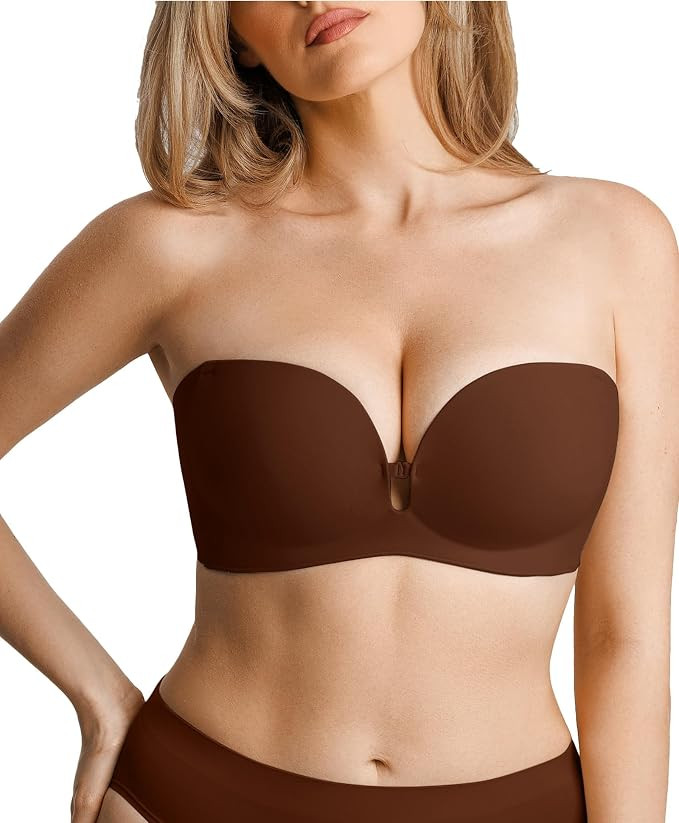 Popilush Strapless Bras for Women Non Slip Push Up Wireless Seamless Bra | Amazon (US)