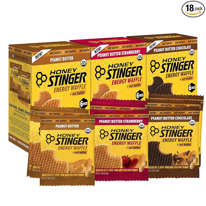 Honey Stinger Organic Peanut Butter Energy Waffle Variety Pack of 18, 6 Pack Each of Peanut Butte... | Amazon (US)
