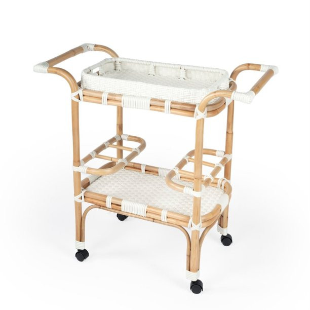 Butler Selena White Rattan Bar Cart - Walmart.com | Walmart (US)