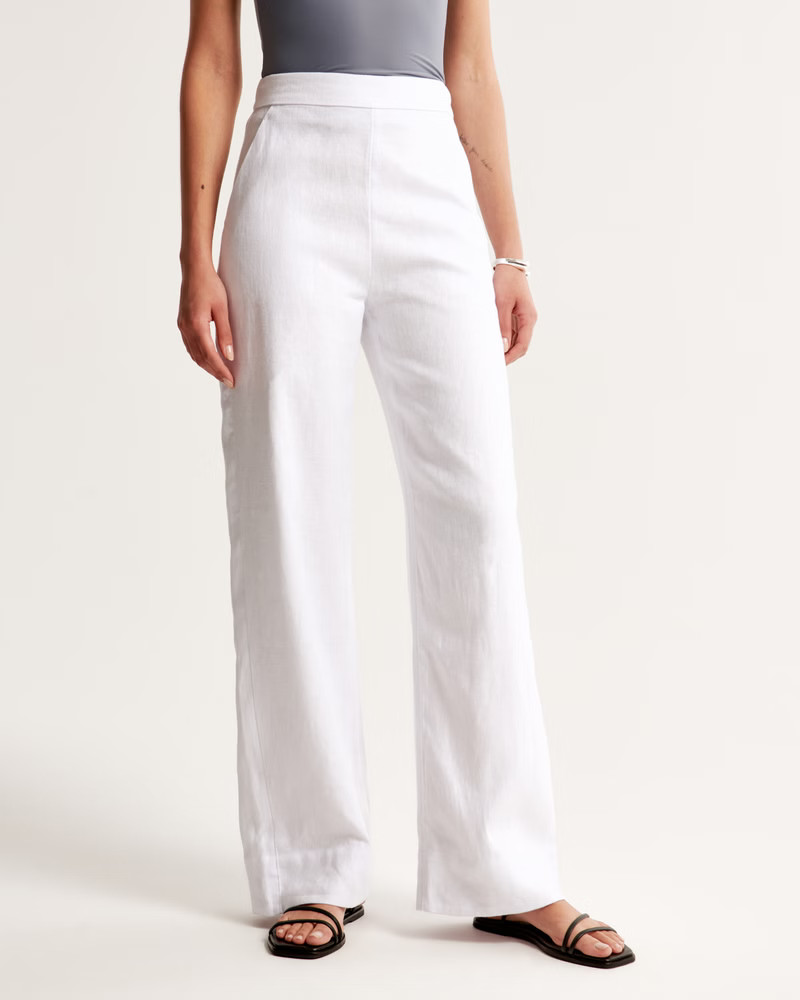 Women's Clean Waist Premium Linen Trouser | Women's Bottoms | Abercrombie.com | Abercrombie & Fitch (US)