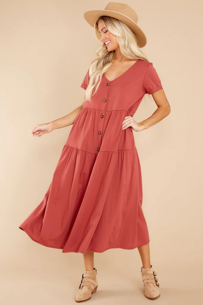 Racing Thoughts Rust Maxi Dress | Red Dress 