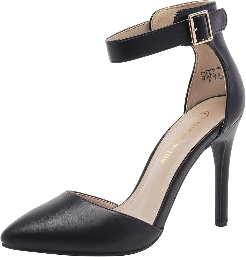 DREAM PAIRS Oppointed-Ankle Women's Pointed Toe Ankle Strap D'Orsay High Heel Stiletto Pumps Shoe... | Amazon (US)