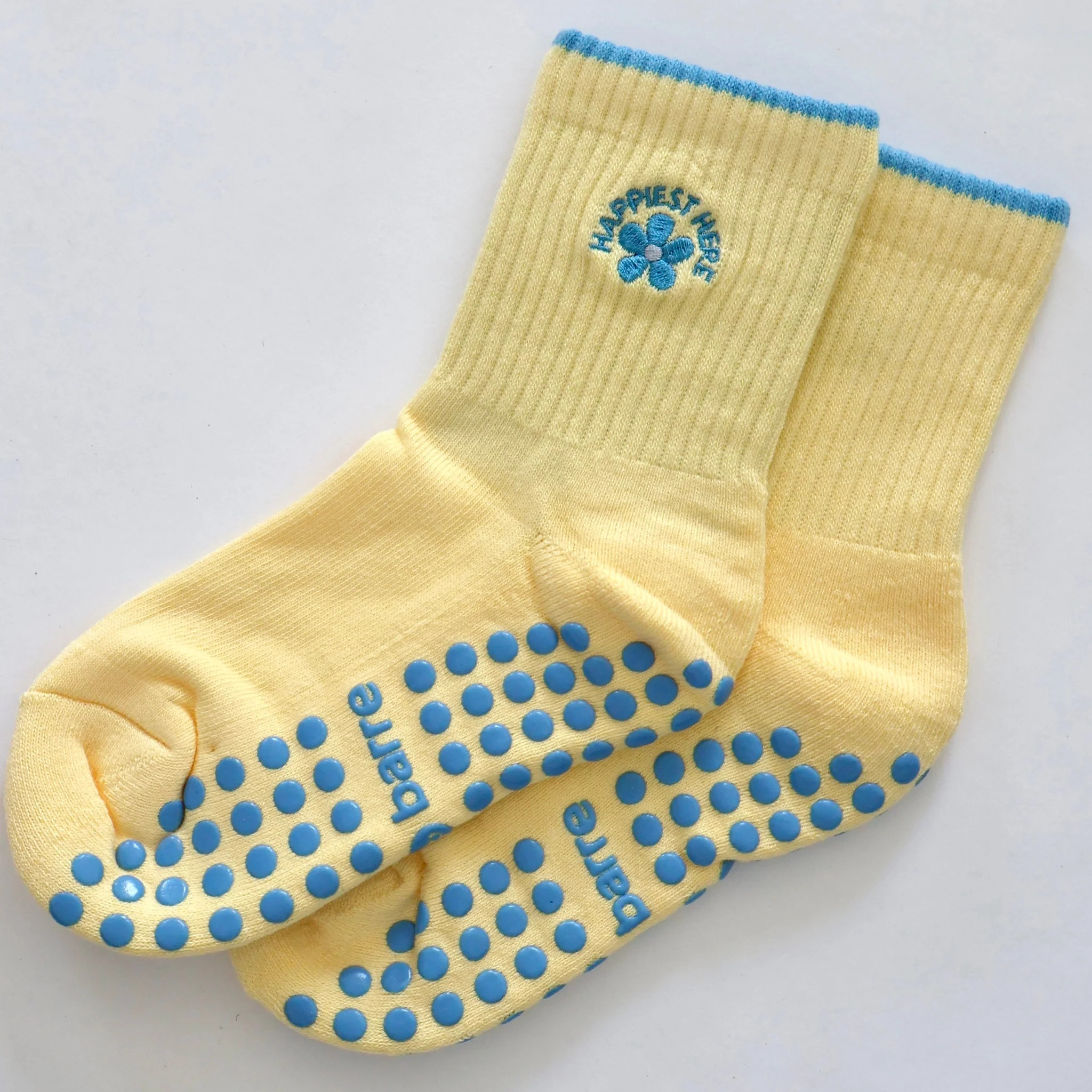 Happiest Here Grip Socks -  Yellow/Blue | Pilabarre