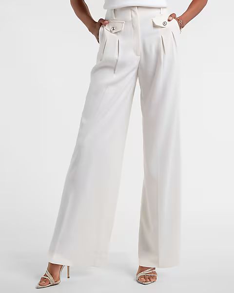 High Waisted Patch Pocket Wide Leg Pant | Express