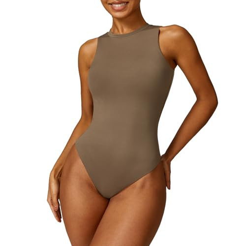Meides Women's Sleeveless Bodysuit High Crew Neck Sexy Tank Top Body Suits for Women Bodysuit Tummy Control | Amazon (US)